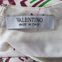 Pre Owned Valentino White Aztec Zandra Leopard Print Crepe Keyhole Neck Maxi Dress M
