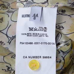 Pre Owned Valentino Multicolor Printed Silk Neck Tie Detail Long Sleeve Blouse M
