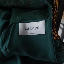 Pre Owned Valentino Forest Green Floral Guipure Lace Playsuit S