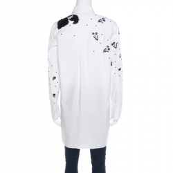Pre Owned Valentino White Embellished Cotton Long Sleeve Shirt M
