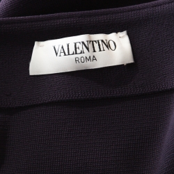 Pre Owned Valentino Purple Rib Knit Tiered Pleat Detail A Line Skirt M