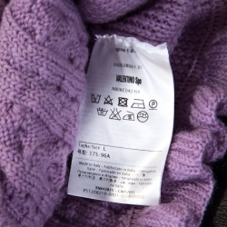 Pre Owned Valentino Lilac Cable Knit Wool Off Shoulder Sweater L
