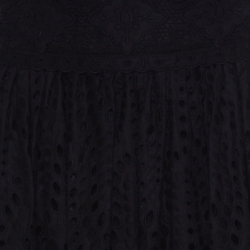 Pre Owned Valentino Black Sangallo Embroidered Cotton Lace Scalloped Maxi Skirt S