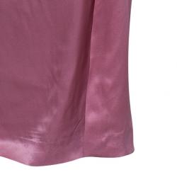 Pre Owned Valentino Mauve Silk Strapless Ruched Gown M