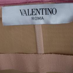 Pre Owned Valentino Mauve Silk Strapless Ruched Gown M