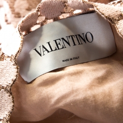 Pre Owned Valentino Beige Floral Cotton Lace Button Front Dress L