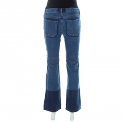 Pre Owned Valentino Blue Two Tone Denim Mid-Seam Detail Flared Jeans S