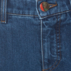 Pre Owned Valentino Blue Two Tone Denim Mid-Seam Detail Flared Jeans S