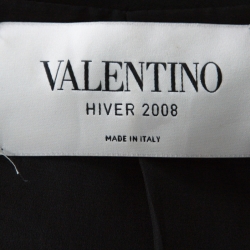 Pre Owned Valentino Black Wool Ruffle Front Detail Stand Collar Jacket XL 