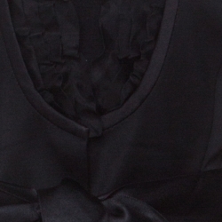 Pre Owned Valentino Black Wool Ruffle Front Detail Stand Collar Jacket XL 
