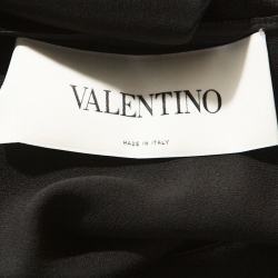 Pre Owned Valentino Black Silk 'Kimono 1997' Floral Applique Dress L