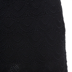 Pre Owned Valentino Black Cotton Guipure Lace Short Skirt S