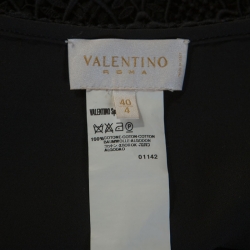 Pre Owned Valentino Black Cotton Guipure Lace Short Skirt S