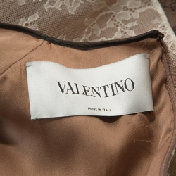 Pre Owned Valentino Bicolor Lace Tulip Sleeve Dress M