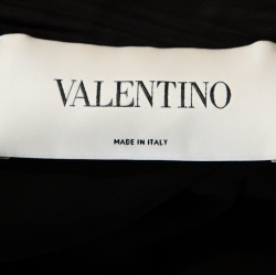 Pre Owned Valentino Black Silk Slit Neckline Detail Cady Kaftan Dress L