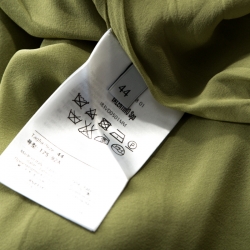 Pre Owned Valentino Green Silk Crepe Flared One Shoulder Dress M