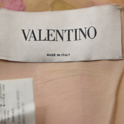 Pre Owned Valentino Yellow & Pink Lace Tulle Scalloped Hem Dress S