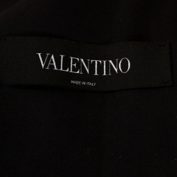 Pre Owned Valentino Black Butterfly Appliqued Cotton Double Breasted Coat M