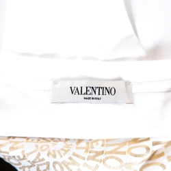 تي شيرت فالنتينو رقبة مستديرة قطن مطبوع شعار الماركة مستدير دوار أبيض مقاس وسط (ميديوم)