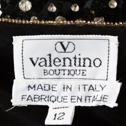 Valentino Boutique Vintage Black Astrology Embellished Velvet Trim Jacket L