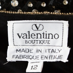Pre Owned Valentino Boutique Vintage Black Astrology Embellished Velvet Trim Jacket L