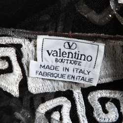 Pre Owned Valentino Boutique Black Mesh Embroidered & Embellished Sheer Top M
