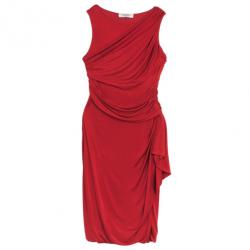 Pre Owned Valentino Red Draped Dress M
