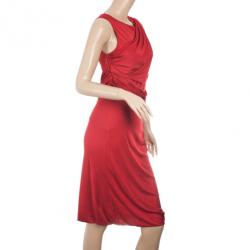 Pre Owned Valentino Red Draped Dress M