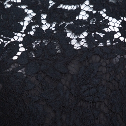Pre Owned Valentino Black Lace & Wool Collared A-Line Dress M 