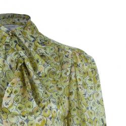 Pre Owned Valentino Yellow Print Neck Tie Top M