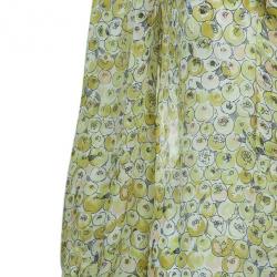 Pre Owned Valentino Yellow Print Neck Tie Top M