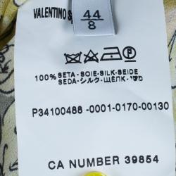 Pre Owned Valentino Yellow Print Neck Tie Top M