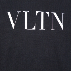Pre Owned Valentino Black Cotton Knit VLTN Print Sweatshirt S