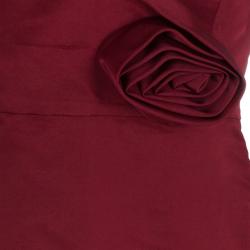 Pre Owned Valentino Strapless Rosette Detail Silk Gown M