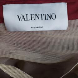 Pre Owned Valentino Strapless Rosette Detail Silk Gown M
