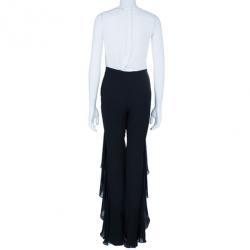 Pre Owned Valentino Black Ruffle Short Long Hem Pants M