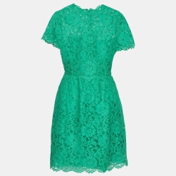 Green Floral Lace Knee-Length Dress