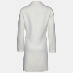 Pre Owned Valentino Ivory White Wool & Angora Button Front Coat M
