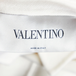 Pre Owned Valentino Ivory White Wool & Angora Button Front Coat M
