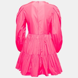 مم لوكة مسبقًا Valentino Pink Synthetic Puff-Sleeve Tiered Dress S