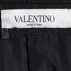 Pre Owned Valentino Black Cotton Blend Pleated Wrap Skirt S