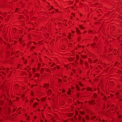 Pre Owned Valentino Red Guipure Lace Strapless Gown S