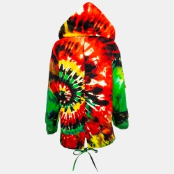 Pre Owned Valentino Multicolor Tye-Dye Print Cotton Embellished Hooded Jacket M