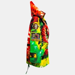 Pre Owned Valentino Multicolor Tye-Dye Print Cotton Embellished Hooded Jacket M