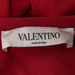 Pre Owned Valentino Red Jersey Butterfly Appliqué T-Shirt S