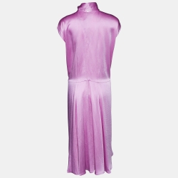 Pre Owned Valentino Pink Sateen Neck Tie Detail Oversized Midi Dress M