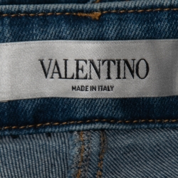 Pre Owned Valentino Light Wash Denim Braided Waistband Skinny Jeans M Waist 31"