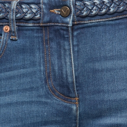 Pre Owned Valentino Light Wash Denim Braided Waistband Skinny Jeans M Waist 31"