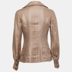 Valentino Brown Linen Hook Front Jacket S