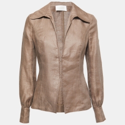 Valentino Brown Linen Hook Front Jacket S